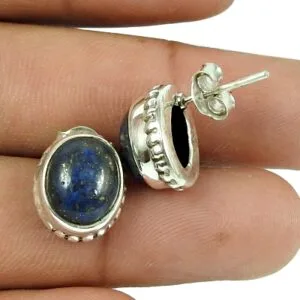 925 Sterling Silver Lapis Gemstone Stud