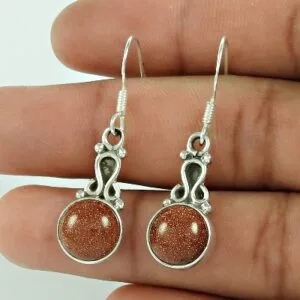 925 Sterling Silver Sunstone Gemstone Earring
