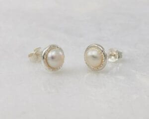 925 Sterling Silver Pearl Gemstone Stud