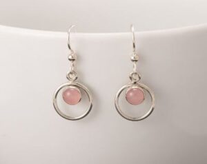925 Sterling Silver Rose Quartz Gemstone Earring