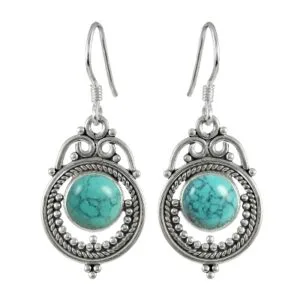 925 Sterling Silver Turquoise Gemstone Earring