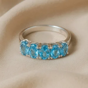 92.5 Sterling Silver Blue Topaz Gemstone Ring