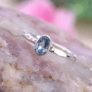 925 Sterling Silver  Blue Topaz Gemstone Ring
