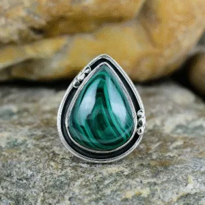 243-Wholesaler suppliers Malachite Gemstone ring 925 sterling silver handmade jewelry www.soumyacreations.com
