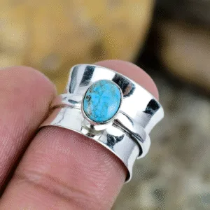 266-Wholesaler suppliers Turquoise Gemstone ring 925 sterling silver handmade jewelry www.soumyacreations.com
