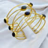 Brass gold plated labradorite cuff bracelet handmade luxury jewelry