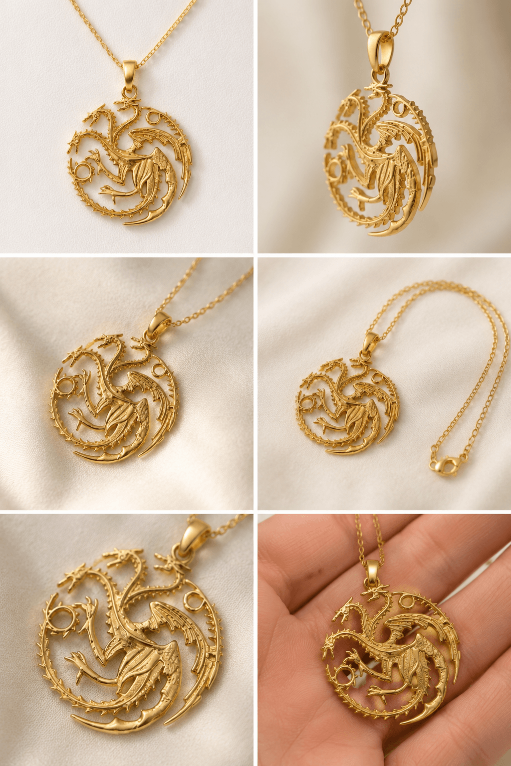 Target Keyword: Targaryen Dragon Necklace) House of the Dragon Inspired Dragon Pendant Necklace is a premium gold fantasy jewelry piece featuring a detailed three-headed dragon pendant. Perfect for collectors, cosplay, and dragon lovers.